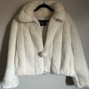Donna Salyers Fabulous Furs Women's White Faux Fur Jacket Size XL